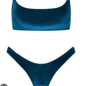 Velvet blue- triangl bikini- BOTTOMS ONLY- size medium